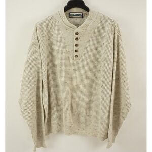 Vintage Shenandoah Men's‎ 2XLT Beige Fleck Chunky Knit Fisherman Henley Sweater